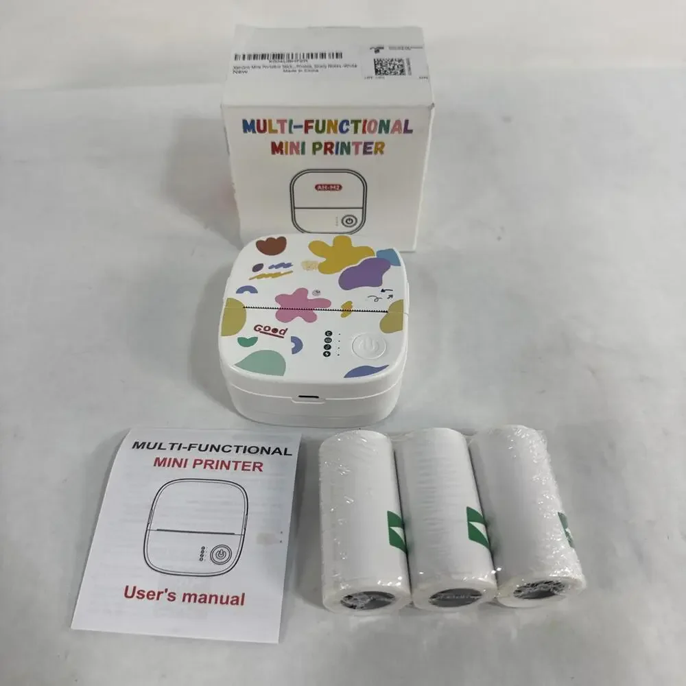 XenGro Mini Portable Sticker Printer, Mini Thermal Printer 3 Rolls + Starter B3